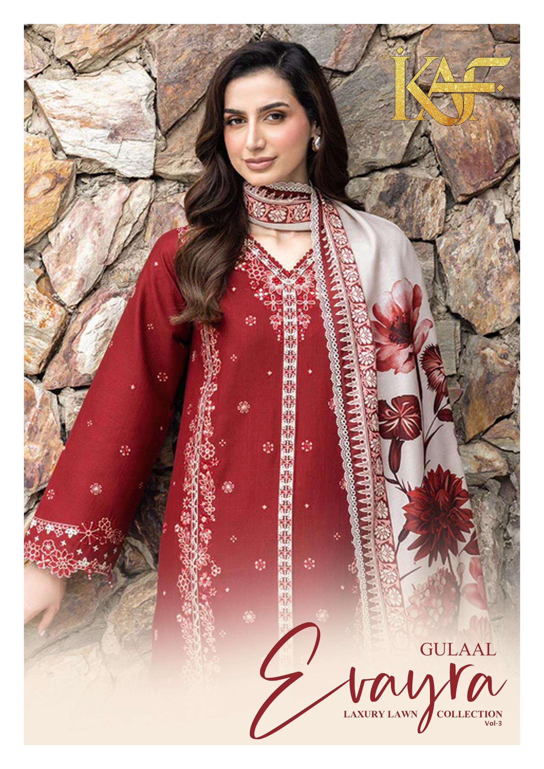 EVAYRA GULAAL VOL - 03 OPEN & MODEL PIC BY KAF FABRIC